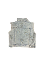 Heart Studded Denim Vest - JypseaLocal