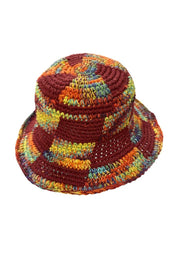 Maroon Patchwork Crochet Bucket Hat - JypseaLocal