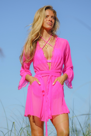 Hot Pink Shortie Kimono