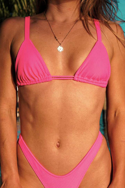 Electric Pink Ribbed Soleil Top