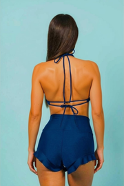 Navy Ruffle Short