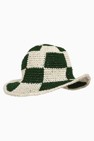 black-check-crochet-bucket-hat  display picture 3