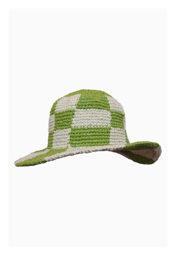 Pistachio Check Crochet Bucket Hat - JypseaLocal