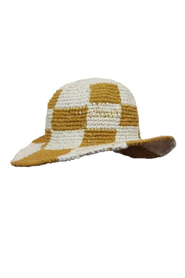 Saffron Check Crochet Bucket Hat - JypseaLocal